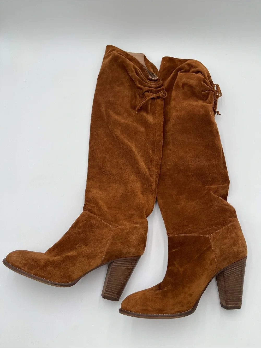 Anthropologie Miss Albright Fulton Knee High Boots Size 7.5 Brown Suede Pull On